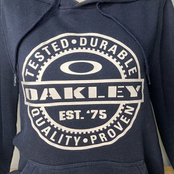 Oakley, Navy blue & White Graphic Drawstring Hoodie Small Unisex Outerwear Small - Picture 2 of 9